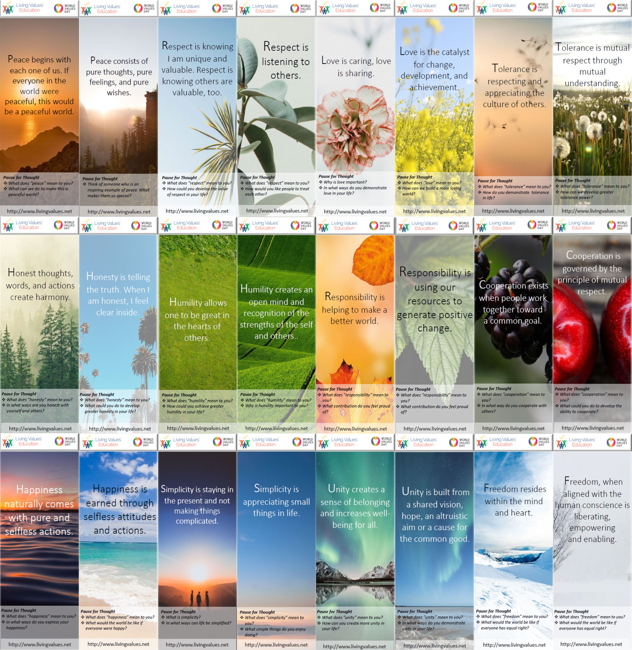 Values Bookmarks
